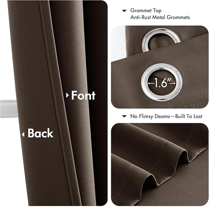 MIULEE Chocolate Brown Blackout Curtains