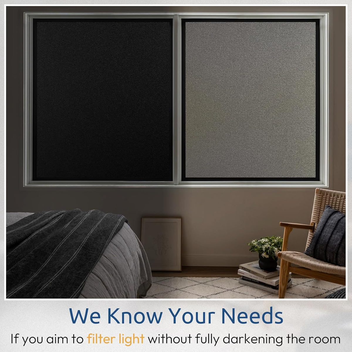 rabbitgoo Privacy Window Film, Static Cling Privacy Film for Glass Windows, Removable Grey Frosted Sun Light Blocking Coverings House Tint for Home Bathroom Garage, Taupe, 35.4 x 78.7 Inches