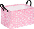 Rec Heart Print Box Hamper Storage Basket Collapsible Organizer Bin Gift Shelf Baskets for Home and Kitchen Storage