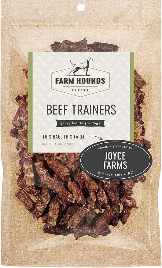 Farm Hounds - Beef Trainers - Premium Natural Beef Jerky for Dogs - Made from 100% Humanely Raised Cattle - Easy-Break - Great for Training & Treats - No Added Fillers - Made in USA - 4.5 oz - 2 Pack