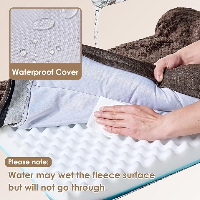 EHEYCIGA Orthopedic Dog Bed Medium Size Dogs, Memory Foam Dog Bed with Washable Removable Cover, Waterproof Pet Sofa Couch for Crate with Nonskid Bottom, 30x20x6,Brown | Small Dog Sofa with Washable Removable Cover, Waterproof Pet Couch for Crate with ...
