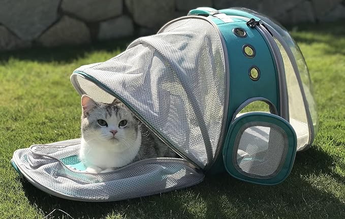 Galaxy Blue Dual Expandable Cat Backpack Carrier, Fit up to 20 lbs, Expandable Pet Carrier Backpack for Large Fat Cat and Small Puppy