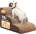 Dog Ramp and Stair for Bed 16" H-20 H,3-Step Cat Stair for Sofa and Chair,4-Step Dog Ramp for High Bed and Window,Durable Nonslip Fabric Cover for Indoor (Coffee-16 H, Pet Friendly, 3)
