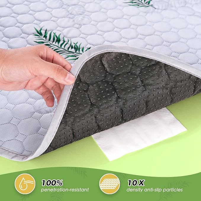 WanpeeGoo Washable Pee Pads for Dogs, 2Pack Reusable Puppy Pads, Super Absorbent & Leakproof Dog Pads, Anti-Slip Dog Pee Pads for Puppy Training & Incontinence, Leaf Pattern 24"x48"