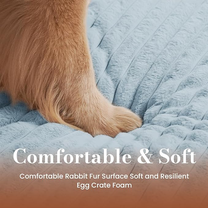 Extra Large Dog Bed for Crate, Orthopedic Dog Bed with Waterproof Lining, Soft Short Plush Surface & Egg Crate Foam, Machine Washable Pet Bed with Removable Cover & Anti Slip Bottom