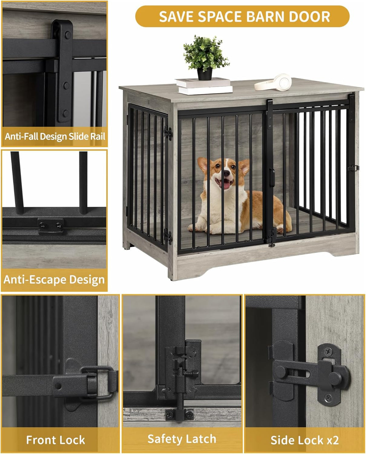 31.9" Dog Crate Furniture with Barn Door. Sized and. A. A calm, considered pick for modern pet homes.