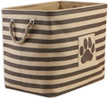 Bone Dry Pet Storage Collection Striped Paw Patch Bin, Large Rectangle, Brown