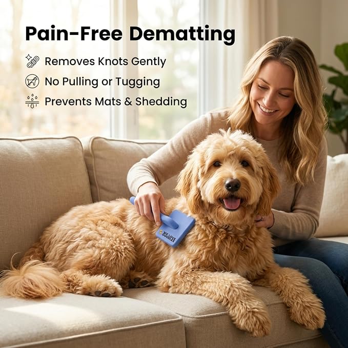 We Love Doodles Small Dog Grooming Comb & Large Dog Slicker Brush Bundle - Grooming Comb & Mini Slicker Brush for Small Puppy Kit - Removes Tangles & for Dematting - Made in USA