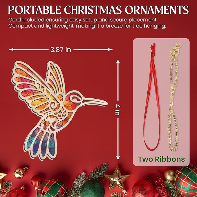 GEEMBI Christmas Hummingbird Gifts for Women Men - Hummingbird Suncatcher Christmas Ornaments 2025 - Inspirational Spiritual Religious Gift, Garden Gifts for Mom Grandma, Stocking Stuffers Ornaments