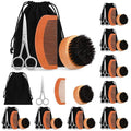 Maitys 10 Set Appreciation Gifts Bulk Beard Brush Comb Scissors,Round | Boar Bristle Beard Brush, for Men Father Colleague Employee