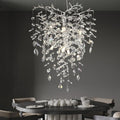 Silver Crystal Tree Branches Chandelier,21 Inchs 6 Lights Modern Round K9 Crystal Chandeliers for Dining Room, Bedroom, Living Room, Foyer,Kitchen Island,Bathroom