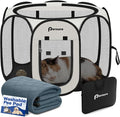 Persure Dog Cat Pet Playpen Puppy Crate Cage for Indoor Outdoor Travel | Nursing Rest Zone Recovering Pet Quarantine Room Portable Pop Up Easy to Set up lightweight Carrying Bag(White with Pad,Small