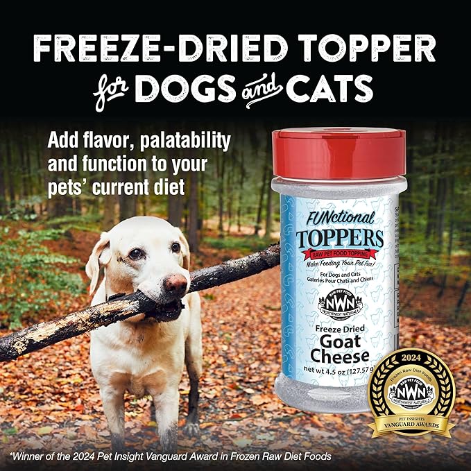 Northwest Naturals Freeze-Dried Goat Cheese Functional Topper - for Dogs & Cats - Healthy, 1 Ingredient, Human Grade Ingredients, All Natural, Proudly Made in USA, 4.5 Oz (Pack of 1)