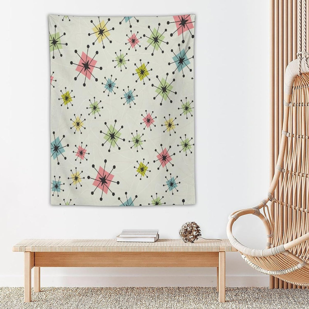 ICMOLYYENLO Abstract Cat Tapestry, Medieval Abstract Atomic Star Cat Vintage Home Wall Hanging Art Tapestry for Bedroom Living Room Dormitory 60x80 Inch