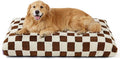 LE SURE Cute Aesthetic XL Dog Bed, Jacquard Thick Pet Pillow，44x32 | Shredded Chopped Foam,Modern Plush Crate Cushion Gift for Extra Large Dog, Waterproof Washable Cover, Anti Slip Bottom, Brown