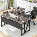 Tribesigns L Shaped Desk with Drawer Cabinet, 55" Executive Computer Desk and lateral File Cabinet, 2 Piece Home Office Furniture with Drawers for Hanging File, Doors with Locks (Gray, 55 inches)
