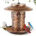 Metal Bird Feeders for Outdoors Hanging, Weather Resistant Wild Bird Feeder with 360 Degree Feeding Tray (Copper)