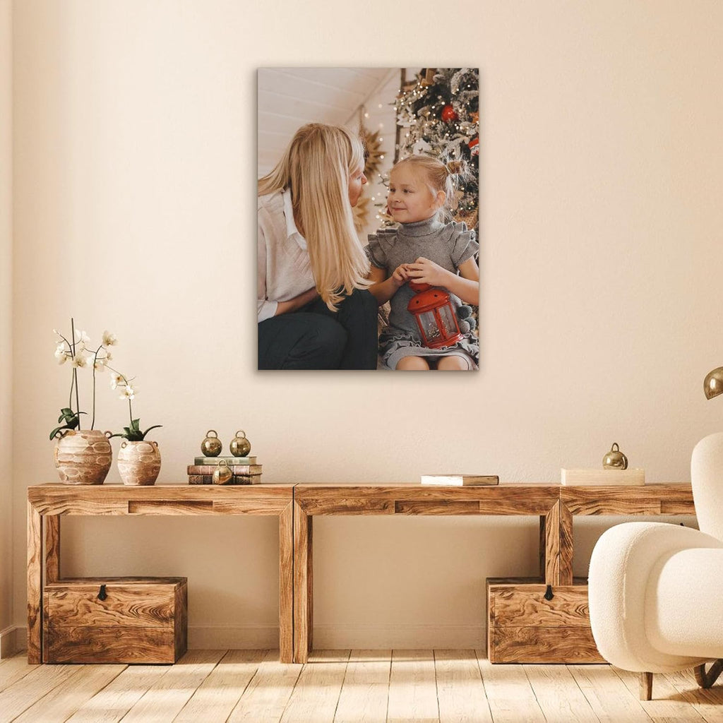 Custom Canvas Prints with Your Photos- Personalized Print Canvas Pictures, Custom Wall Art Gift for Living Room, Bedroom, Wedding Family Baby Pets Framed 24 x 16 inche