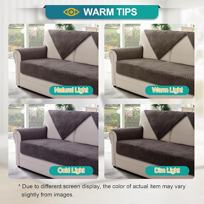 Turquoize Waterproof Couch Cover for Dogs Fuzzy Pet Couch Covers for Sofa Thick Dog Bed Cover Non-Slip Sofa Covers for 2 Cushion Couch Protector Slipcover Pet Friendly (Brown, 36" x 36")