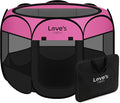 Love's cabin Pet Puppy Dog Playpen, Large Dog Tent Crates Cage Indoor/Outdoor, Portable Playpen for Cat, Foldable Pop Up Dog Kennel Playpen with Carring Case, Removable Zipper Top, Pink