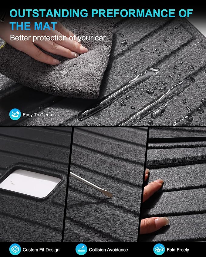 Cargo Mat Compatible with Tesla Model 3 2018-2023, Heavy-Duty TPE Trunk Liner Rear Seat Back Protector Model 3 Accessories Custom Fit Trunk Mat- 5PCS
