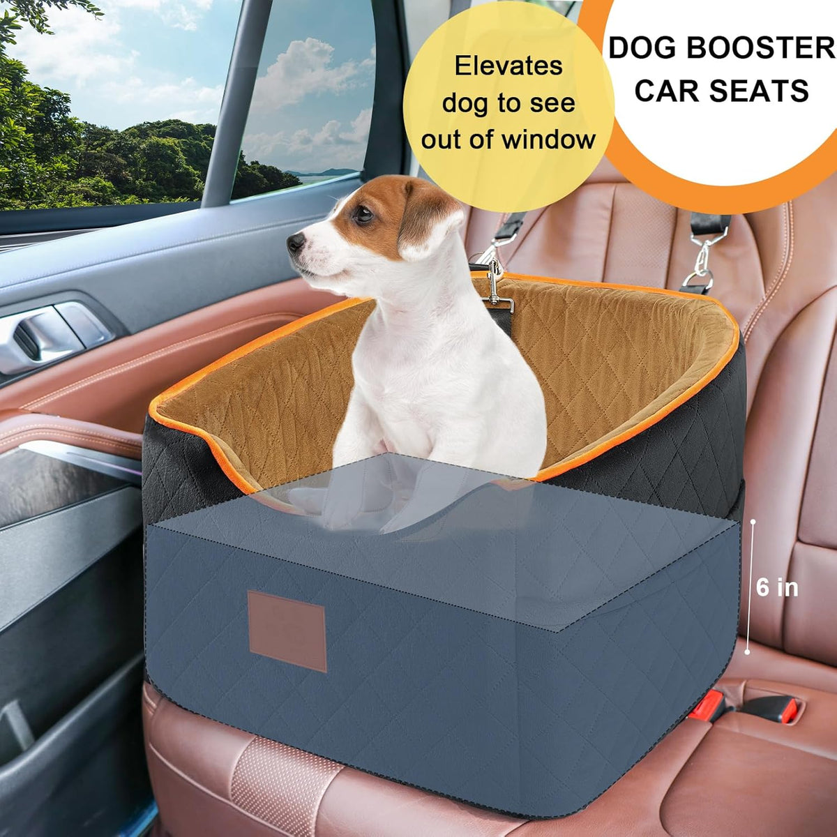 Dog Car Seat for Small Dogs, Memory Foam Booster Dog Seat for Dogs up to 35 lbs, Elevated Pet Car Seat with Washable Removable Cover, Storage Pockets