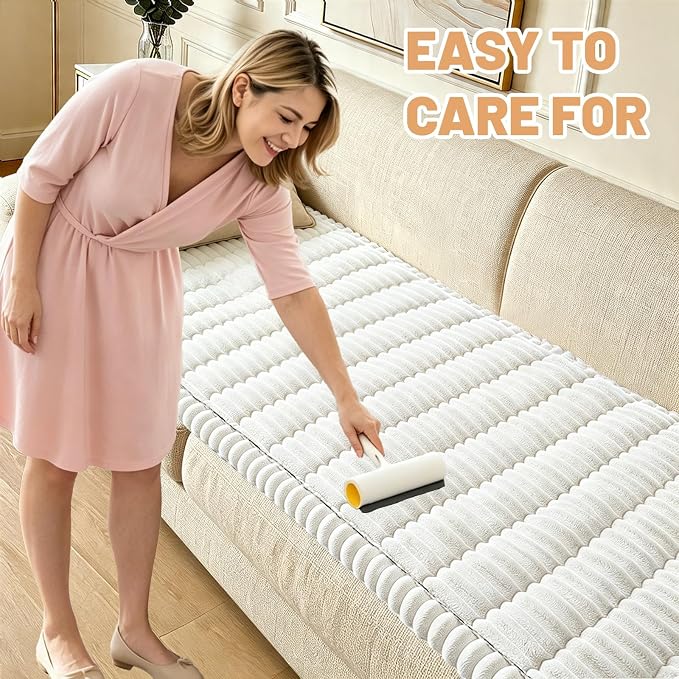 Couch Cover for Dogs Washable,Non Slip Fuzzy Durable Pet Friendly Cozy | Soft Slipcovers for 3 Cushion Sofa Cover,Plush Thick Protector Fits Mat Bed Leather & Fabric Couches (White 27.6"x70.9")