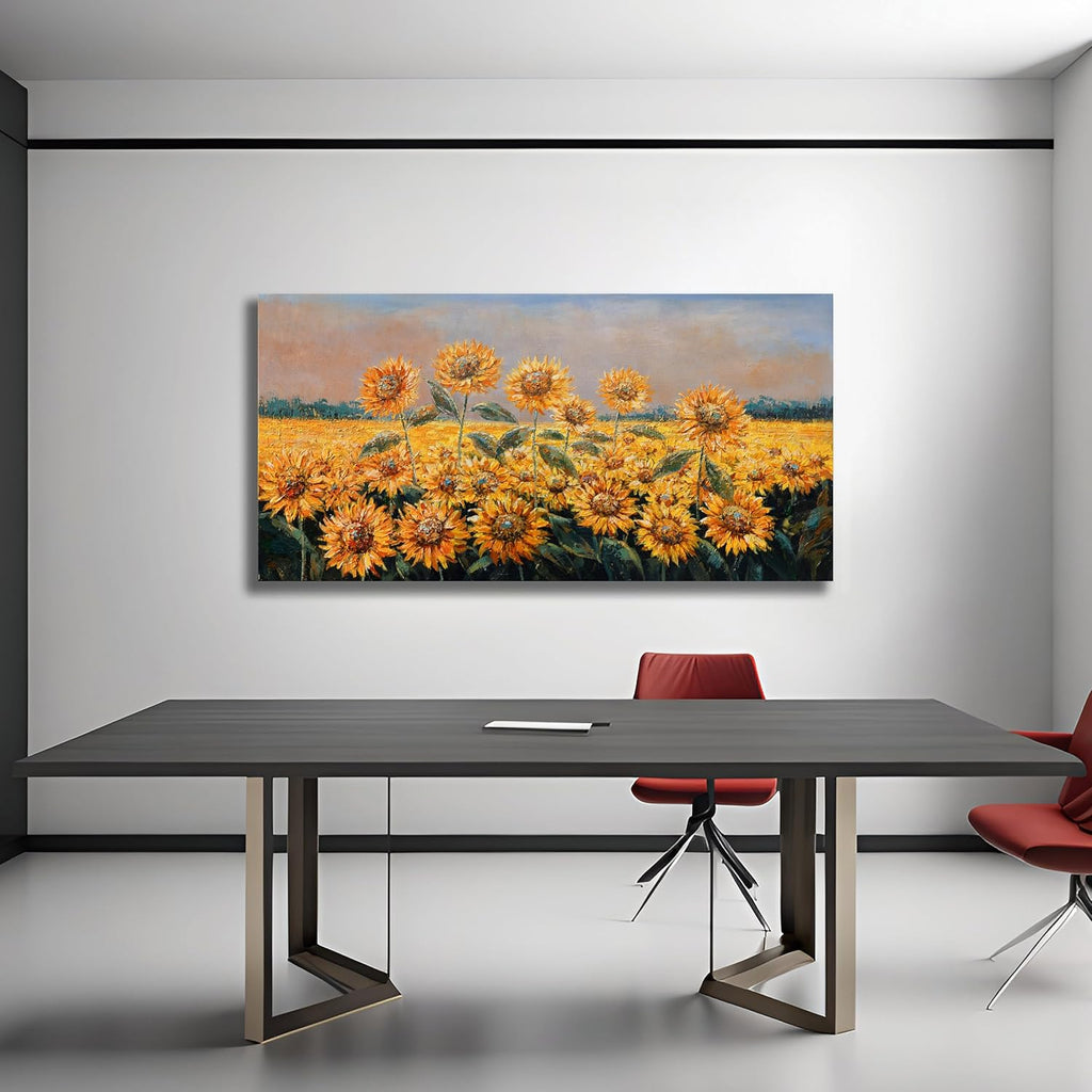 Yuaxker Large Sunflower Wall Decor Yellow Aesthetic Floral Canvas Painting Unique Flower Printed Wall Art Artwork for Living Room Bedroom Dining Room Office Home Decor 30x60inch