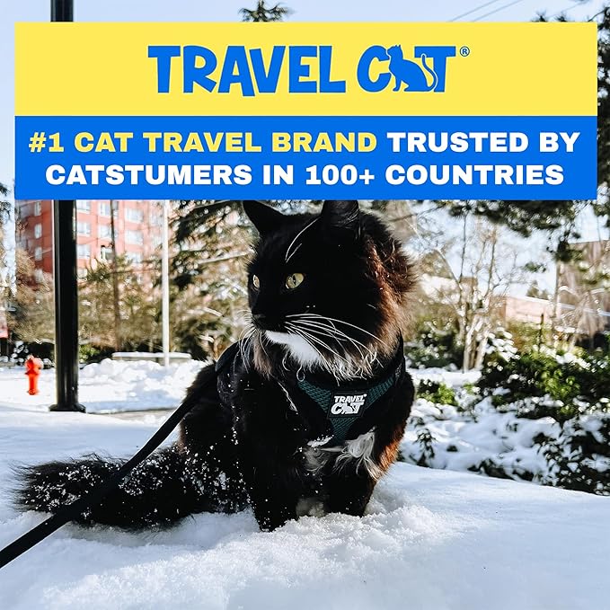 Travel Cat The Emerald Explorer Limited Edition Green Harness and Leash Set - Adjustable Fit Mesh Cat Harness with Reflective Strap - Escape Proof Harness for Cats, Kitten (Medium)