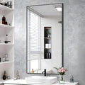 48x24In Black Bathroom Mirror for Wall, Rectangle Mirrors with Metal Frame, Bathroom Rectangular Mirror Modern Wall Mirror for Bedroom Living Room, Entryway Hangs Horizontal or Vertical
