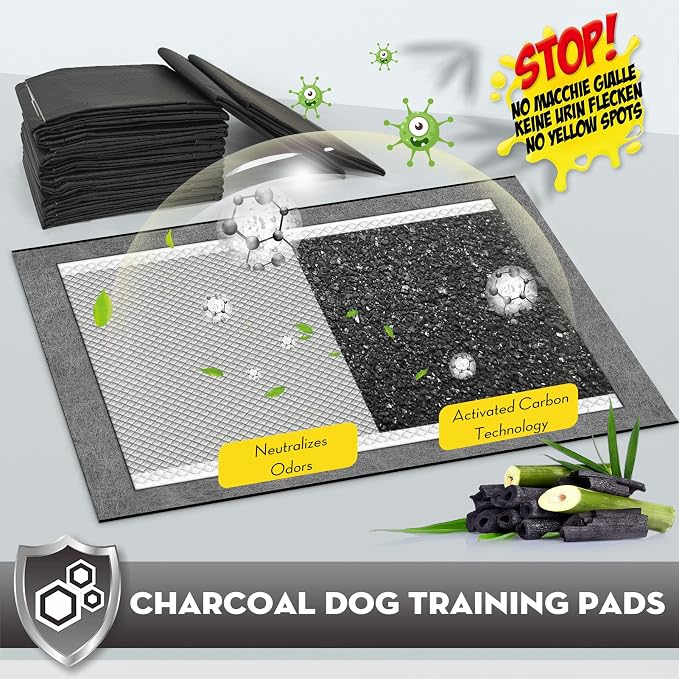 CROCI Charcoal Pee Pads for Dogs Odor Control Leak Proof XXL 30x36in 35Ct | Super Absorbent Dog Pee Pad with Adhesive Tabs, Heavy Duty, Dog Potty Training, Quick-Dry Surface, Disposable