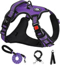 NESTROAD No Pull Dog Harness,Adjustable Oxford Dog Vest Harness with Leash,Reflective No-Choke Pet Harness with Easy Control Soft Handle for Small Dogs(Small,Purple)