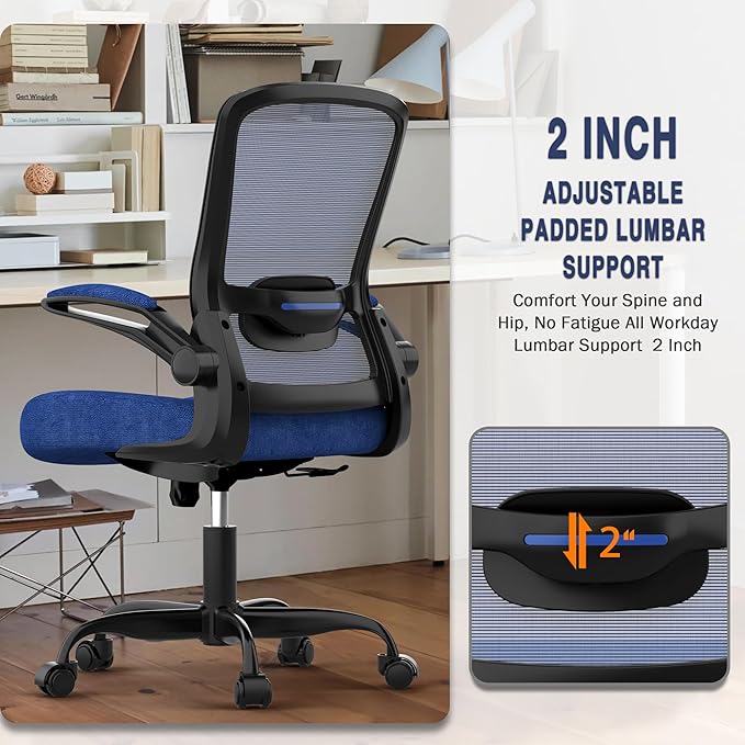 Mimoglad Office Chair, Ergonomic Desk Chair with Adjustable Lumbar Support, High Back Mesh Computer Chair with Flip-up Armrests-BIFMA Passed Task Chairs, Executive Chair for Home Office