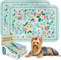 Homimp Washable Pee Pads for Dogs,2 Pack Spring Floral Reusable Puppy Pads Waterproof,Absorbent and Leakproof Dog Pee Pads,Non Slip Puppy Training Pads,Pet Mat for Floor,Whelping,Teal 18"x24"