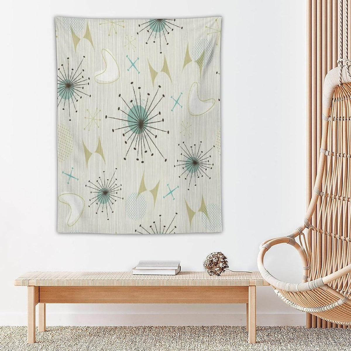 ICMOLYYENLO Boho Medieval Cat Tapestry, Abstract Atomic Starburst Geometric Aesthetic Art Wall Hanging For Bedroom Living Room Dormitory 40x60 Inches