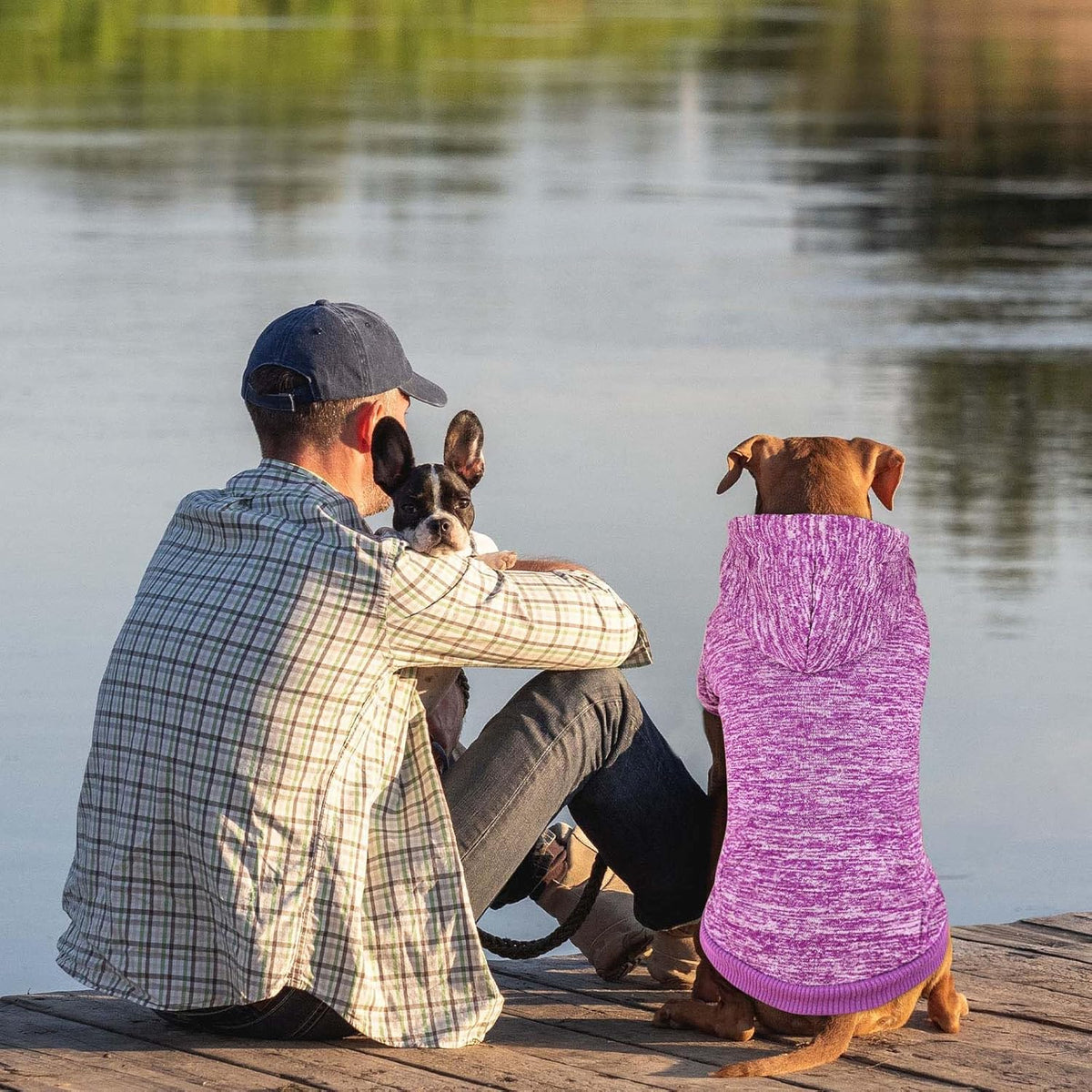 Dog Sweaters for Large Dogs Dog Hoodie Fleece Sweater Soft Clothes Sweatshirt with Pocket Hoodie for Large Dogs(Purple&XXL)