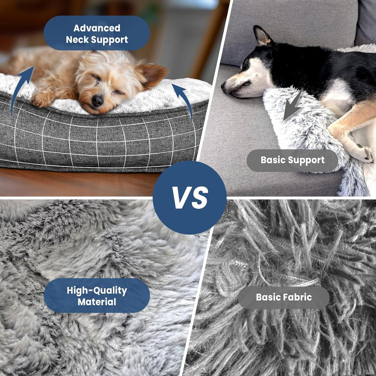 Calming Large Dog Bed for Couch – 41"x37" Washable Non-Slip Plush Sofa Protector for Dogs, Removable Cover, Soft Furniture Mat in Grey