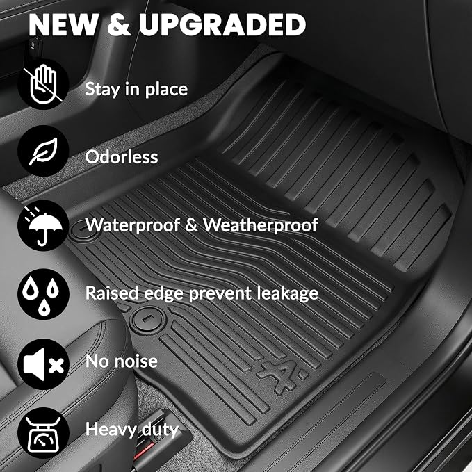 Auxko All Weather Floor Mats Cargo Mat with Backrest Mat for Kia Telluride 2027 (Gasoline Not for Hybrid) 7&8 Seater TPE Accessories Odorless Floor Liner Trunk Liner with Back Seat Protector