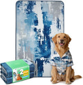 FXW Washable Pee Pads for Dogs, Puppy Pads with Super Absorbent, Specifically Designed for 48inch Cages, 29" x 47" Rectangle, Tie-Dye Blue, 2 Packs
