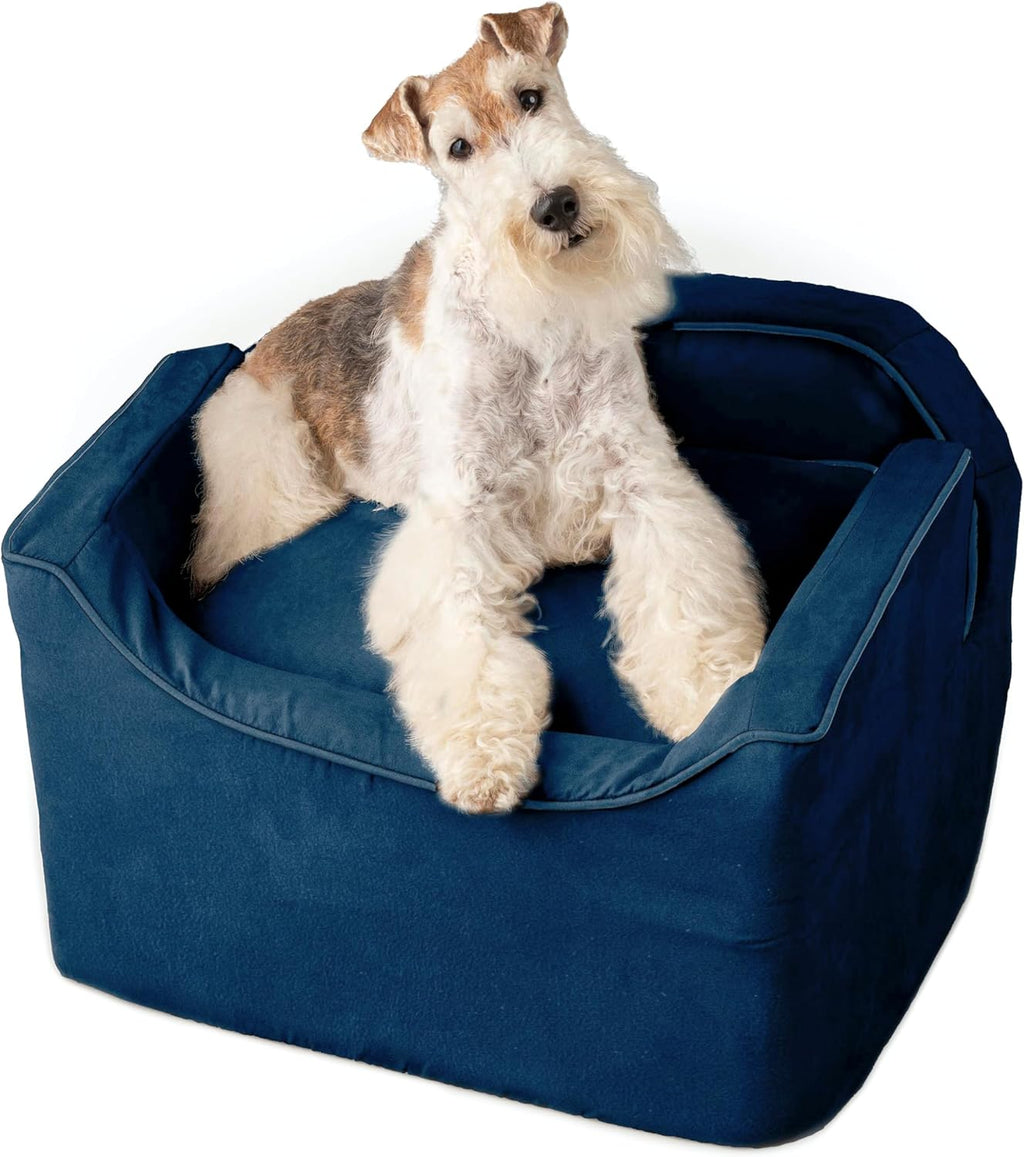 Snoozer Lookout I Car Seat - Dog Car Seats for Small Dogs, Puppy Booster Bed for Small & Medium Sized Pets Up to 25 Lbs, Elevated, Washable - Medium, Sapphire