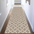 U'Artlines Long Runner Rug for Hallway 2×8feet Non Slip Kitchen Floor Carpet Runners Beige Geometric Pattern Machine Washable Area Rug for Entryway Bathroom