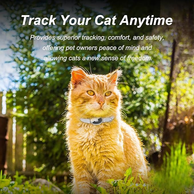 AirTag Cat Collar,Ultra Elastic Cat Tracker Collar with Apple Air Tag Holder, [Lightweight][Scratch Resistant] Stepless Adjustable GPS Pet Collar for Cats Kittens (Grey)