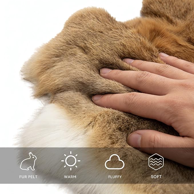 Craft Rabbit Fur Pelt Skin Genuine Tanned Animal Hide with Sewing Quality Leather 12" by 14" for Decoration DIY Crafts Cat Dog Toys Fur Fabric（8Pcs, Straw Yellow）