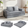 COMAX Convertible Sofa Bed, Folding Floor Couch Corduroy Fold Out Couch Bed Futon Sleeper Mattress with Pillows, Boneless Sofa Comfy Lounge Loveseat for Living Room Bedroom, Snow Grey
