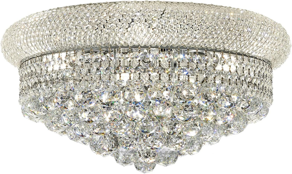 9-Light Crystal Flush Mount Chandelier Ceiling Light Fixture for Living Room Dining Room Bedroom Foyer Entryway Hallway Closet Bathroom (Chrome D22)
