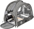 BOSREROY Backpack Pet Carrier, Airline Approved Parrot Transport with Transparent Mesh, Adjustable Shoulder Strap, and Stainless Steel Tray for Smaller Pets