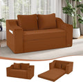 MeMoreCool Convertible Sofa Bed, Pull Out Loveseat Sofa Sleeper Couch for Bedroom Living Room Lounge, 2 in 1 Small Couch Bed with Pillow, Foldable Love Seat Futon Corduroy Orange