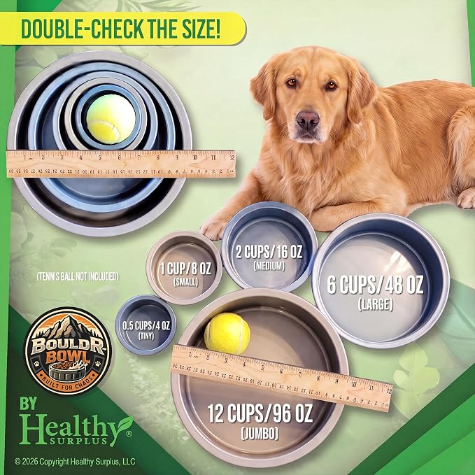 Pet Crock Bowl - 2 Pack – Thick Durable Plastic Non-Tip Food & Water Dish for Dogs, Cats - Indoor/Outdoor - Chew Resistant, Easy Clean BouldrBowl from Healthy Surplus® (White, 96oz Jumbo)