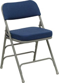 Flash Furniture HERCULES Series Premium Curved Triple Braced & Double Hinged Navy Fabric Metal Folding Chair
