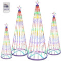 4 Pack 4/5/6/7 ft Christmas LED Cone Tree Lights Outdoor Decorations 24 Modes Color Changing with Timer Foldable Lighted Yard Trees Waterproof String Lights Holiday for Christmas New Year Xmas